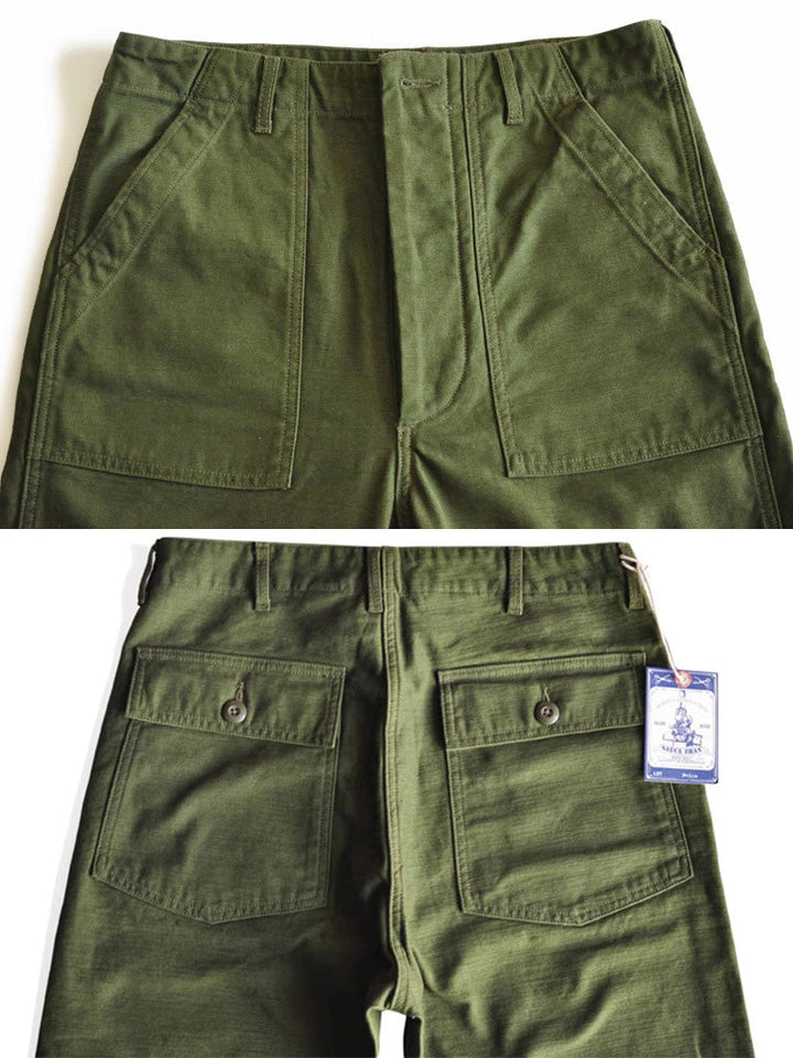 Men's Straight Casual Pants Inspired by Military Fatigue Style