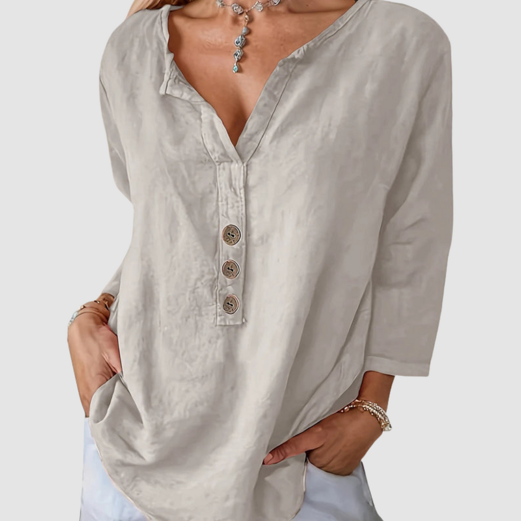 Women's Elegant Button Blouse Apricot