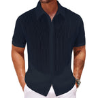 Men's Lightweight Summer Polo Shirt Breathable Knit Black