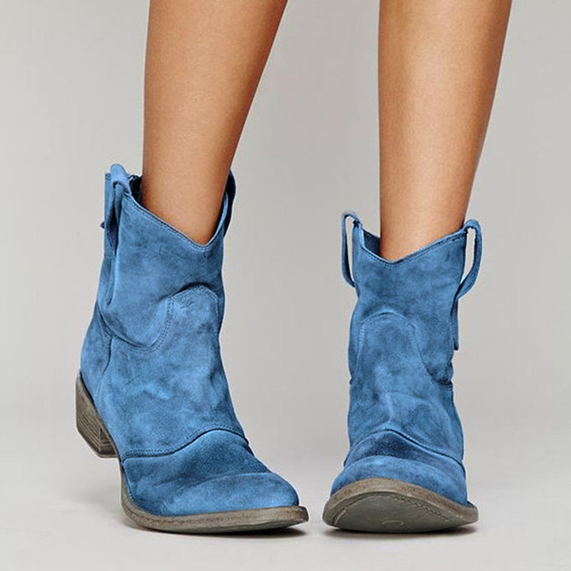 Women's Vintage-Finish Western Boots Blue