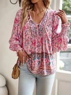 Women's Summer Floral Top - Stylish and Breezy Design Pink