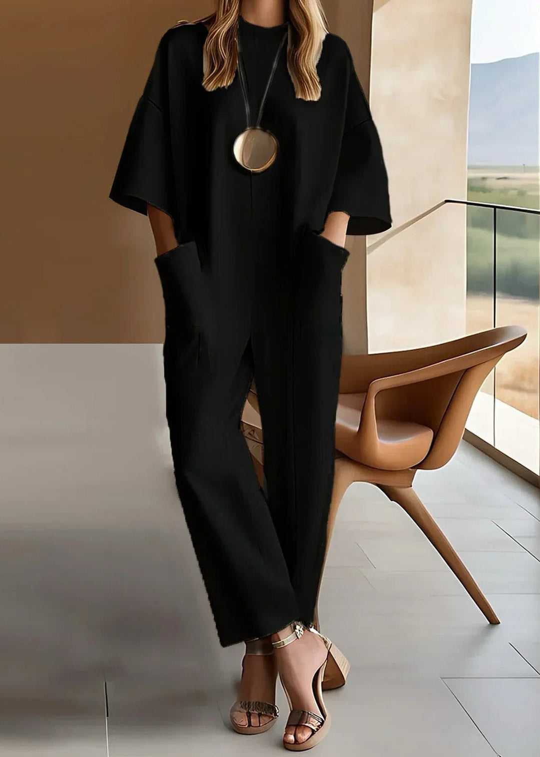 Quinn | Jumpsuit til kvinder med korte ærmer og brede ben