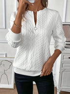Womens's Stylish Zip Sweater White