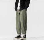 Men's Loose Fit Straight-Leg Casual Trousers Army Green