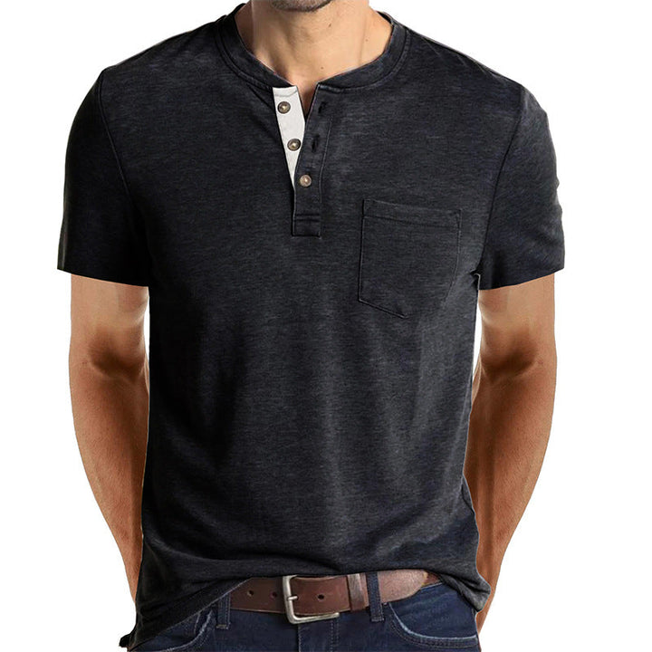 Men's Casual Short Sleeve Pocket Henley T-Shirt