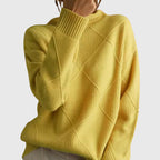 Womens Geometric Turtleneck Sweater Yellow