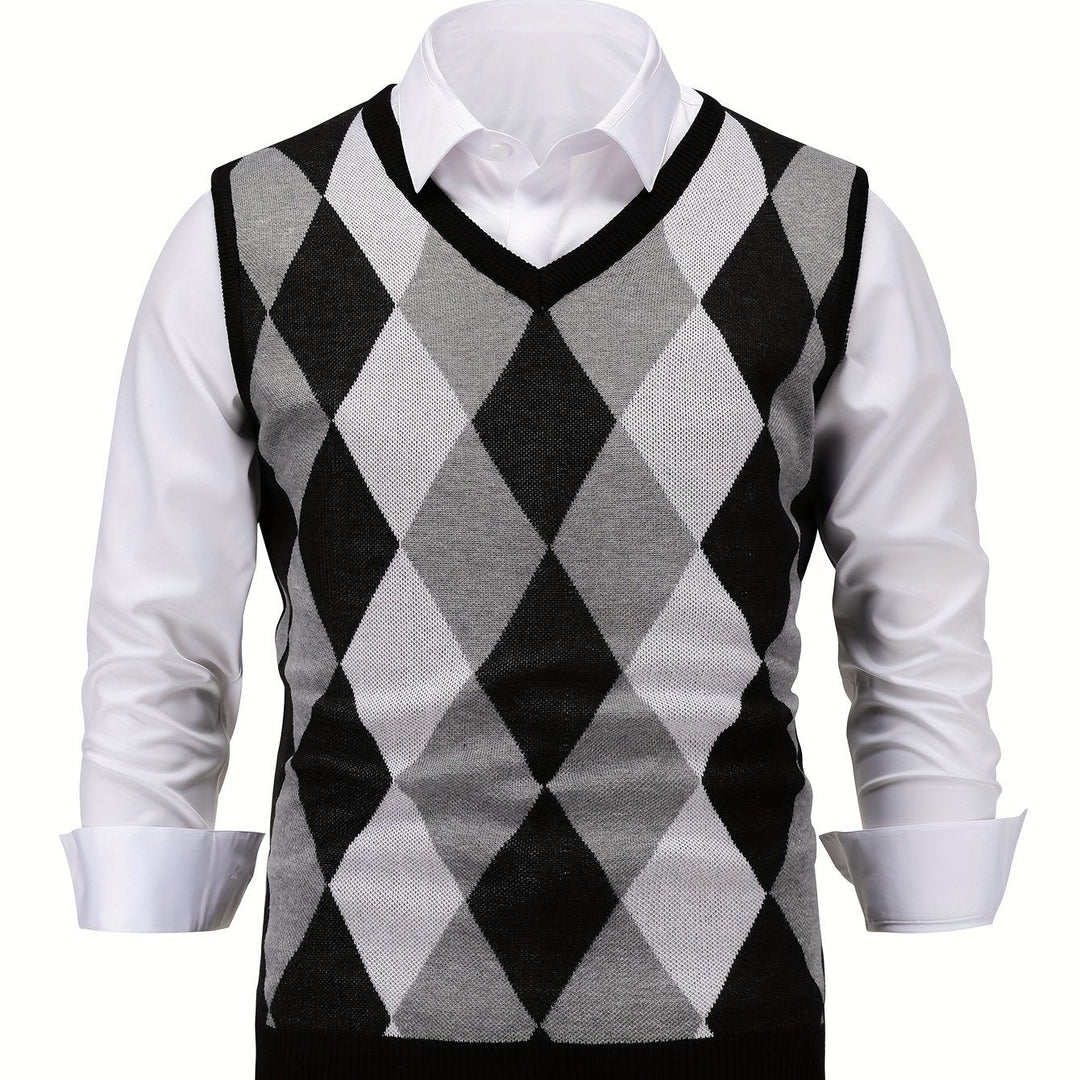 Pánská klasická vesta s argyle vzorem