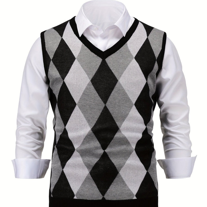 Pánská klasická vesta s argyle vzorem