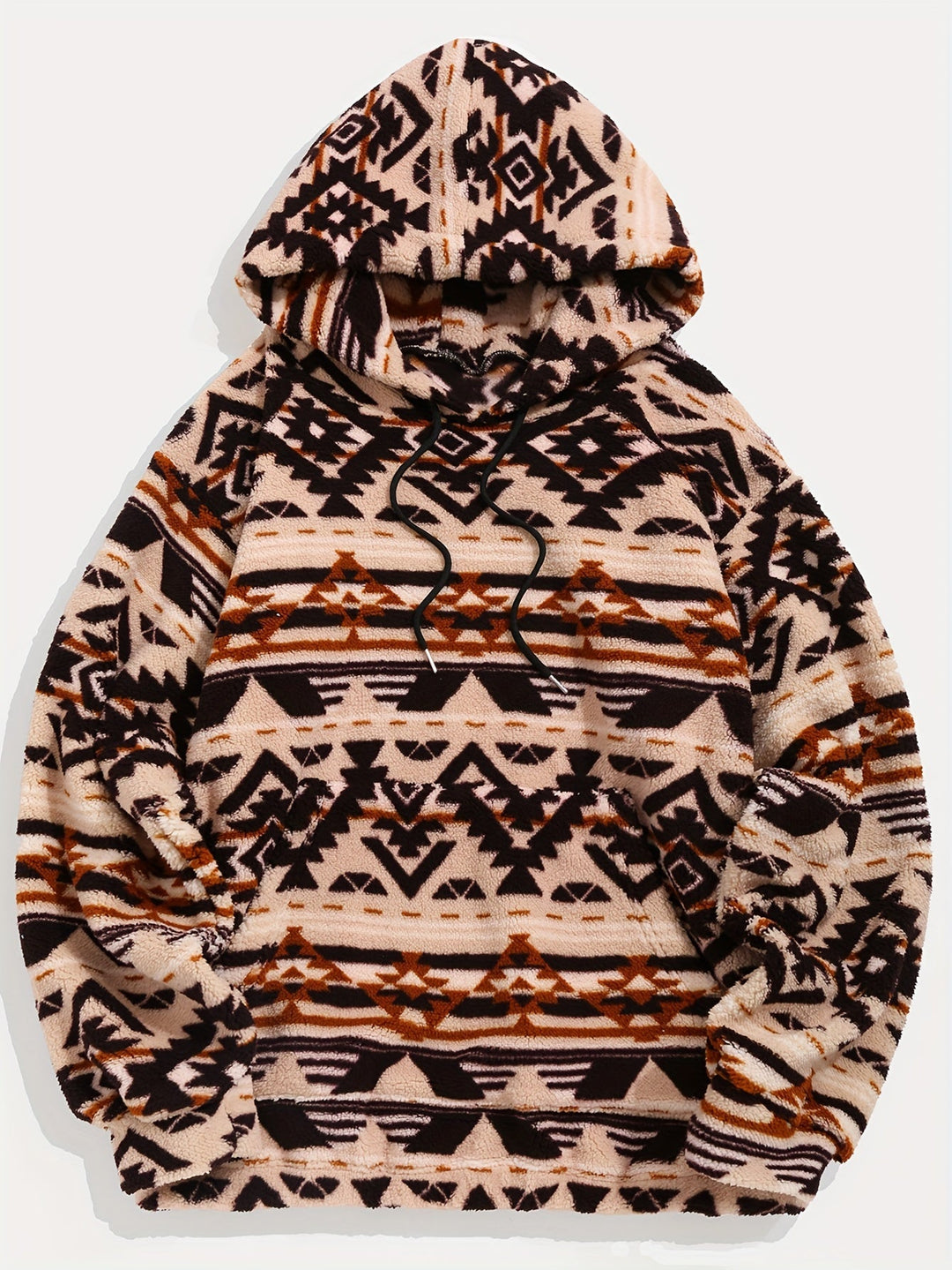 Men's Patterned Hooded Pullover Sweatshirt