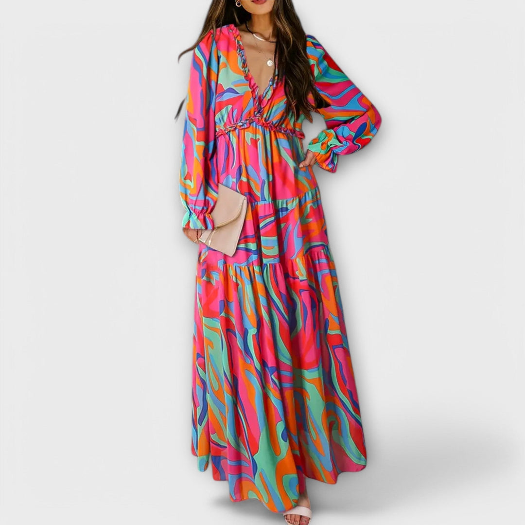 Women's Floral V-Neck Maxi Dress