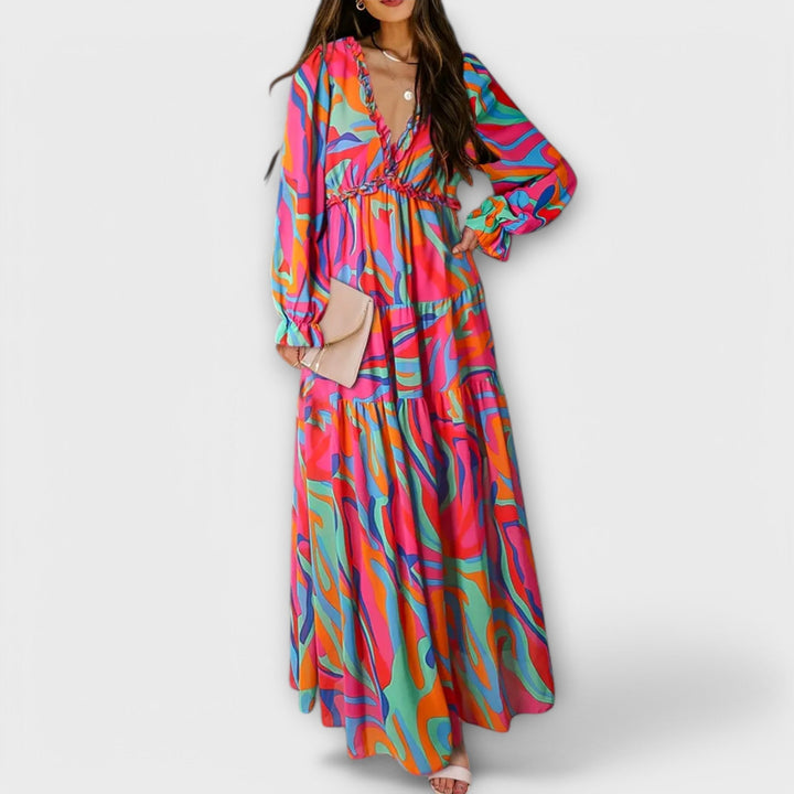 Women's Floral V-Neck Maxi Dress