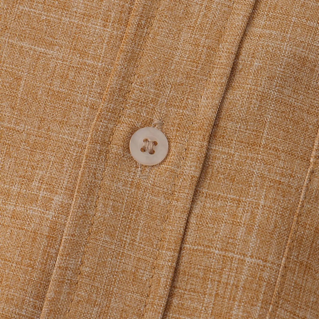 Lightweight Cotton Linen Short Sleeve Shirt Mandarin Collar-MODAUTLET