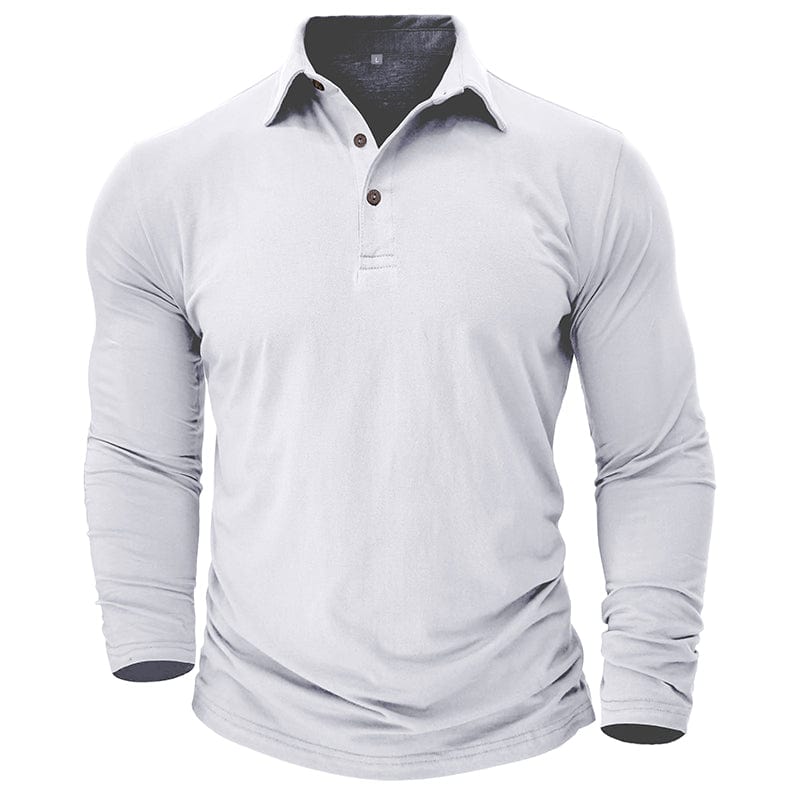 Men's Muscle Fit Long Sleeve Polo Shirt-MODAUTLET