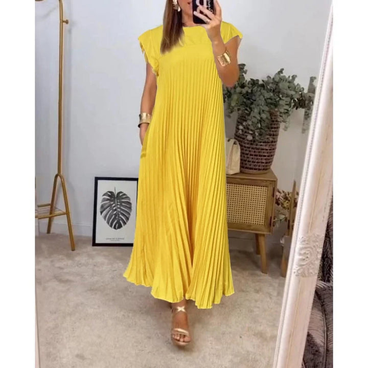 Women's Flowy Pleated Maxi Dress for Cocktail Events