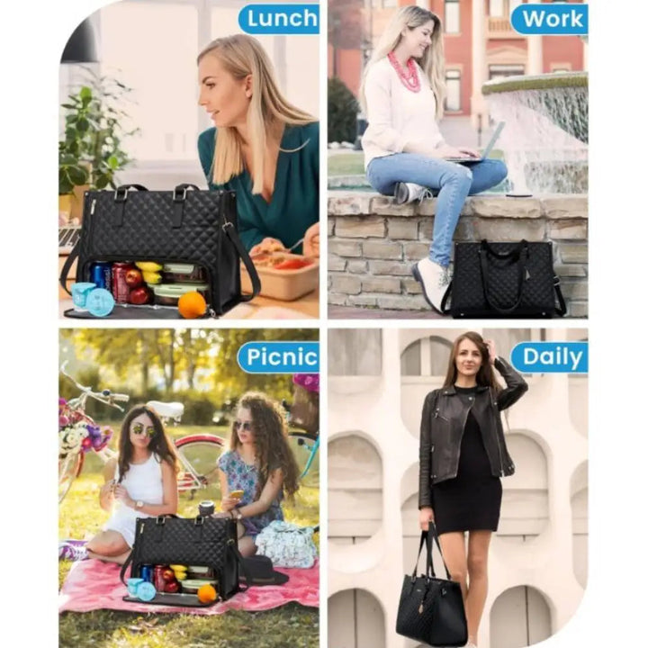 2 In 1 Lunch Tote Bag For Work And Laptop Insulated Carrier-MODAUTLET