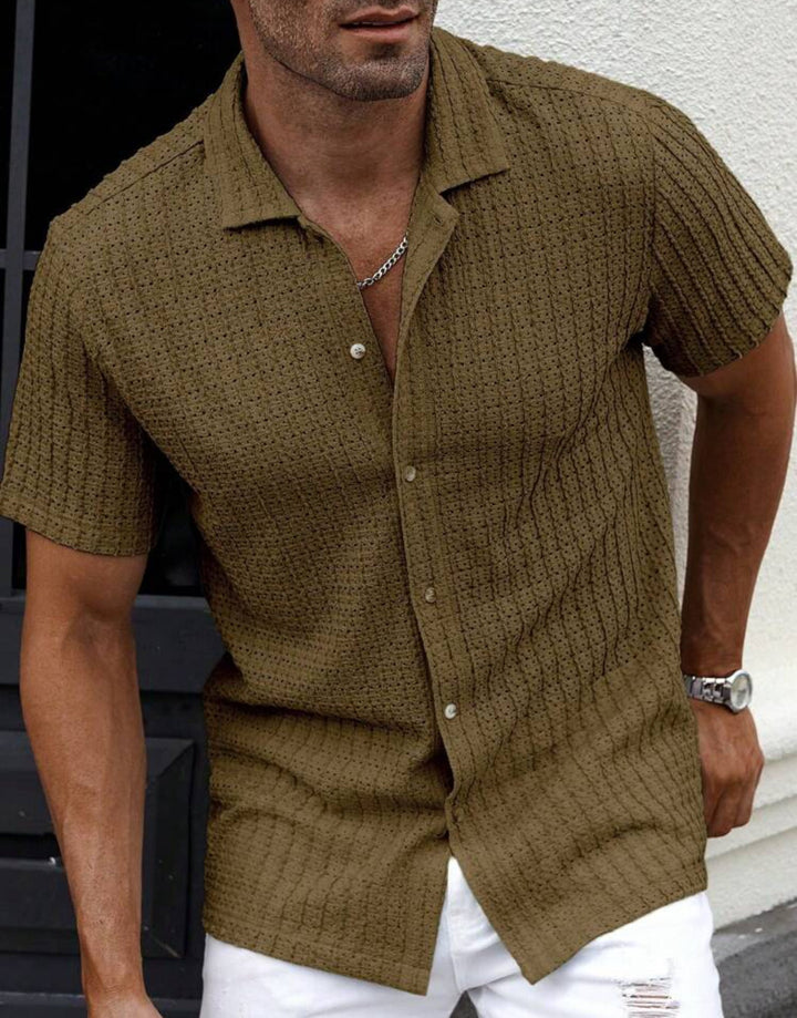 Men's Slim Fit Short Sleeve Casual Shirt For Everyday Wear-MODAUTLET