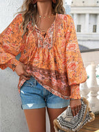 Women's Summer Floral Top - Stylish and Breezy Design Orange