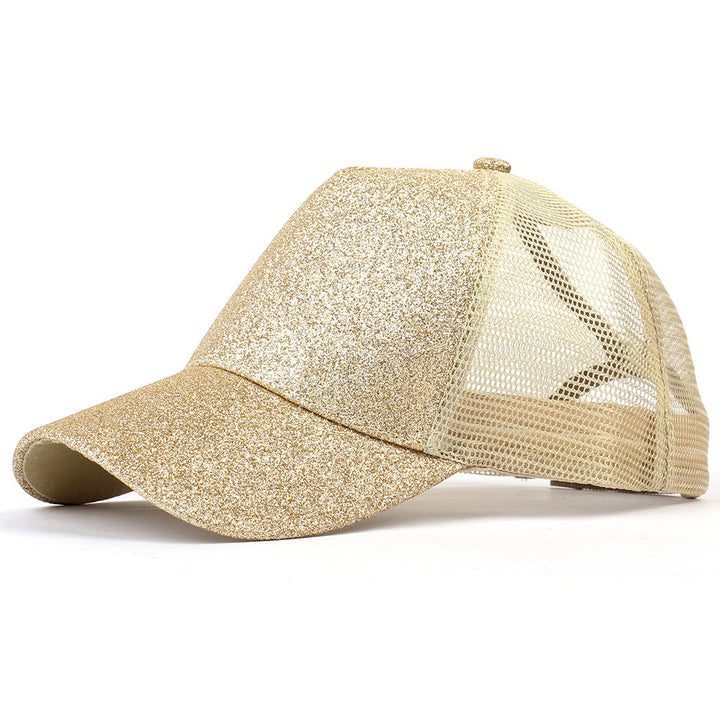 Gorra de béisbol snapback con cola de caballo y lentejuelas para estilo hip-hop