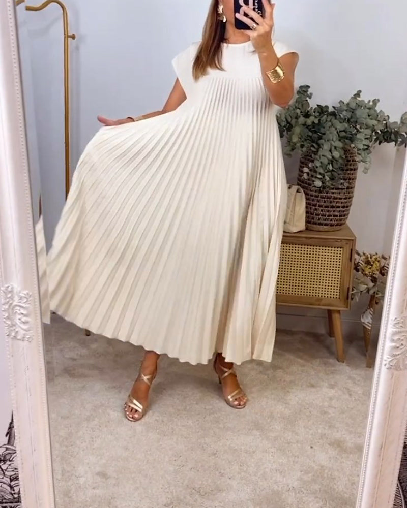 Women's Flowy Pleated Maxi Dress for Cocktail Events