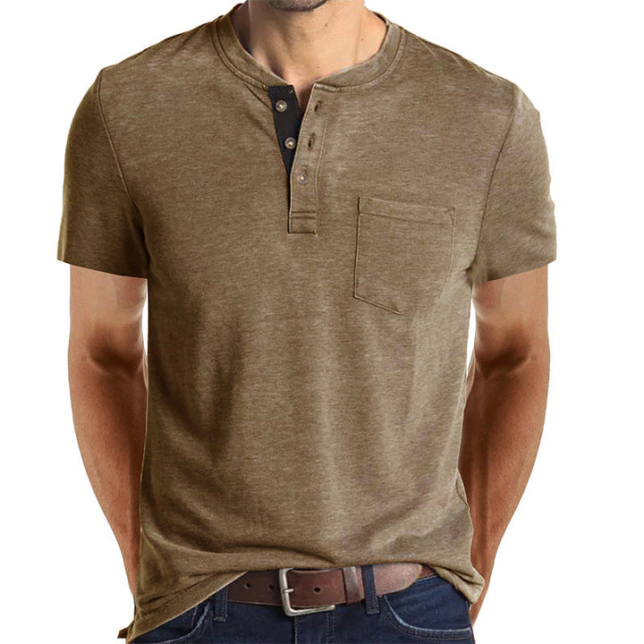 Men's Casual Short Sleeve Pocket Henley T-Shirt