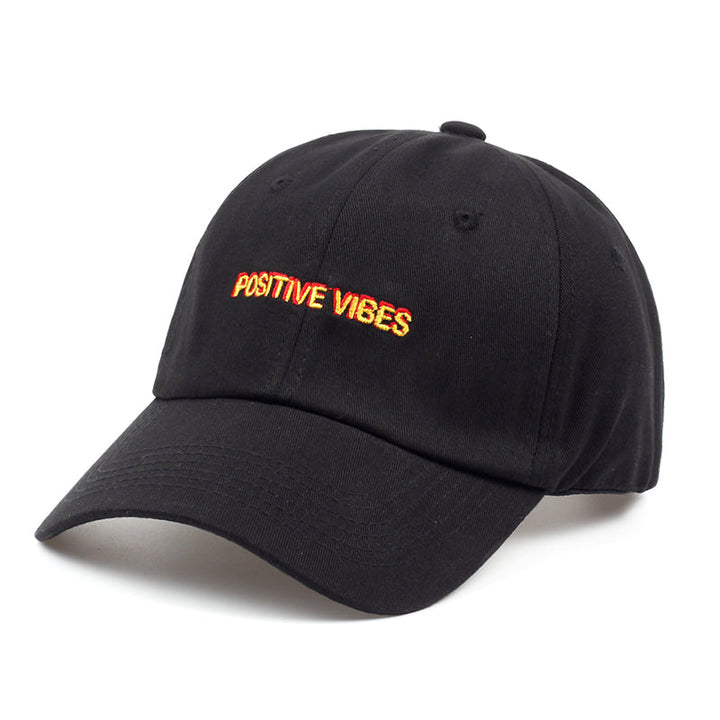 Positive Vibes Cotton Embroidered Baseball Cap for Men and Women