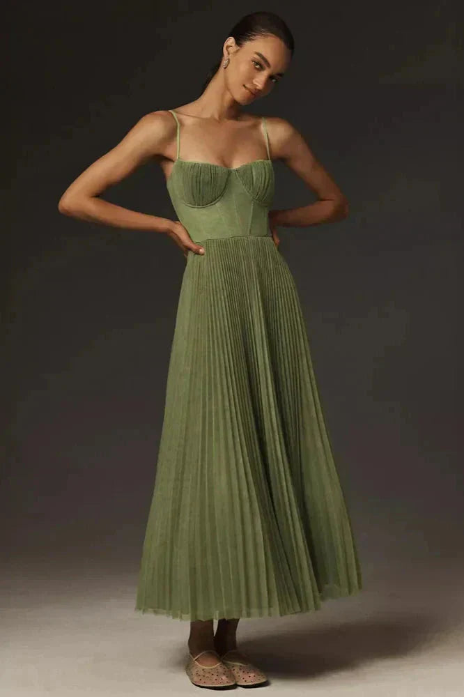 Sophia | Women's Pleated Strappy Maxi Gown