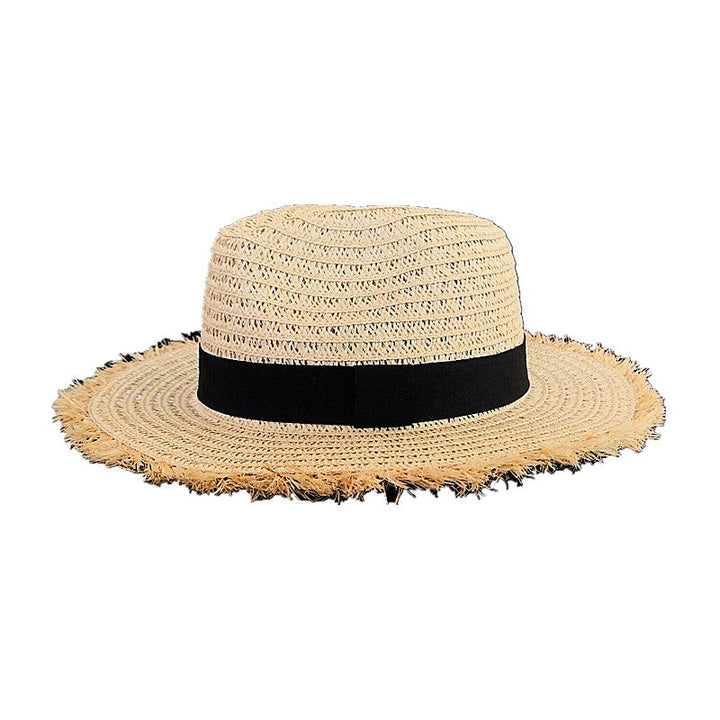 Naturlige brede raffia stråhatter for kvinner