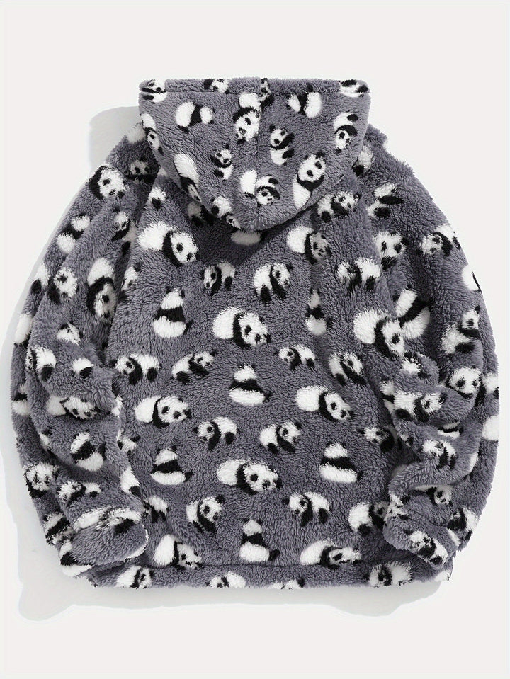 Men's Patterned Hooded Pullover Sweatshirt