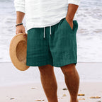 Mens Breathable Striped Drawstring Summer Shorts For Men Dark Green