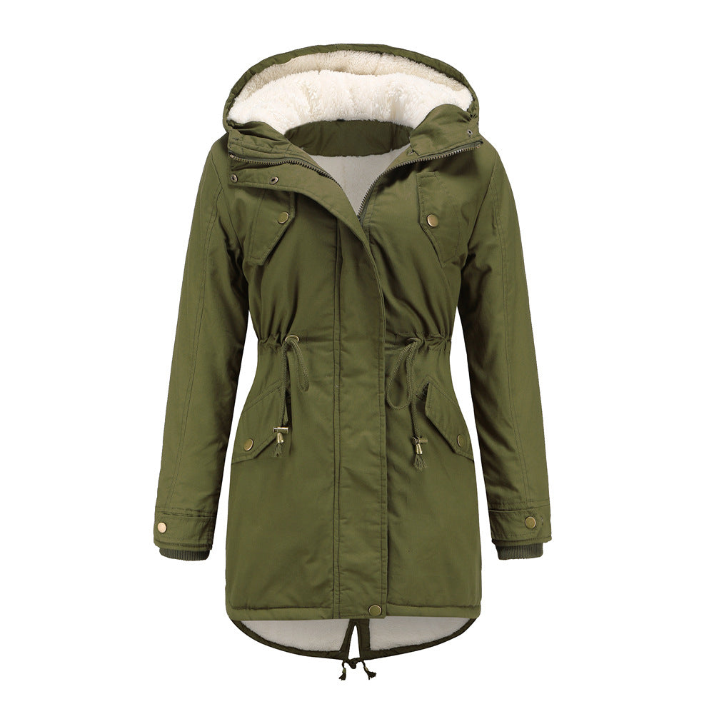 Insulated Fleece-Lined Winter Parka Jacket Green