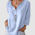 Women's Elegant Button Blouse Light Blue