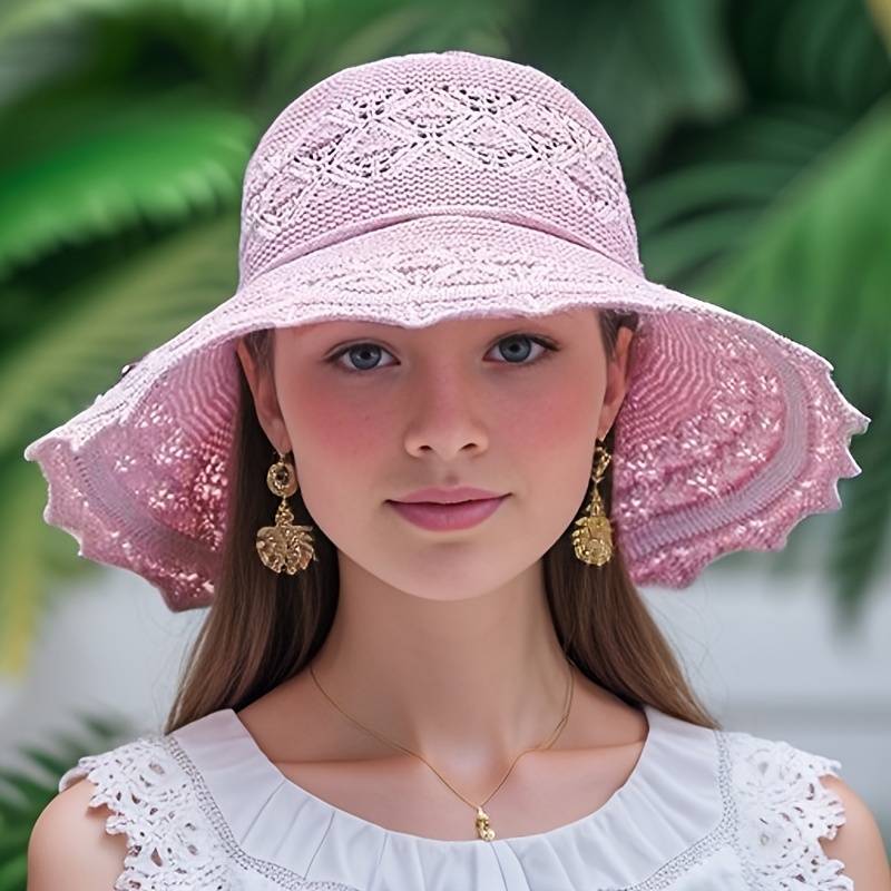 Brianna | Elegant wide-brimmed folding sun hat Pink