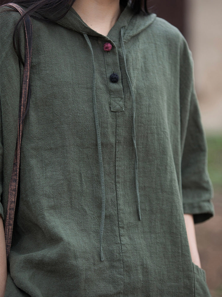 Damen Oversize Hoodie aus Baumwolle und Leinen für den Alltag