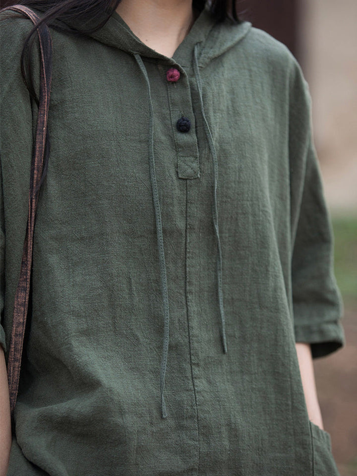 Damen Oversize Hoodie aus Baumwolle und Leinen für den Alltag