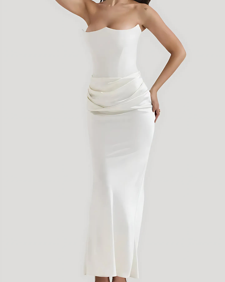 Brooklyn | Vestido largo elegante drapeado para mujer, ideal para invitadas de boda