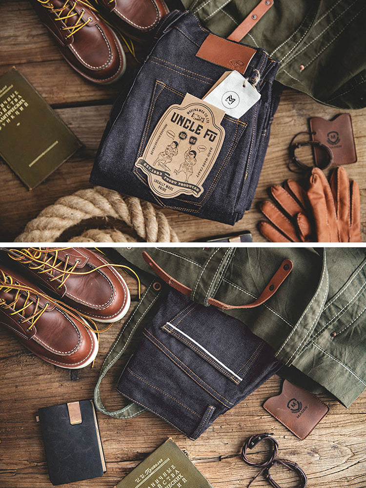 Men's Retro Style Raw Denim Jeans