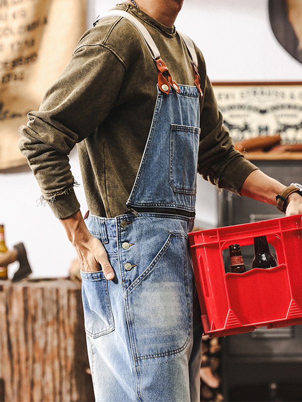 Men's Classic Denim Work Overalls