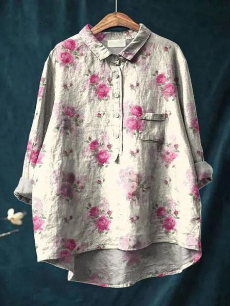 Women's Floral Vintage French Blouse-MODAUTLET