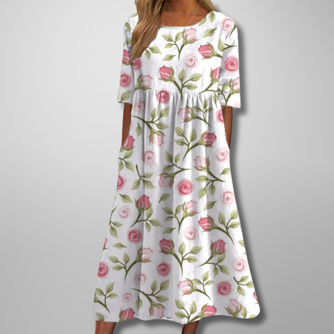 Robe midi fleurie décontractée pour femme