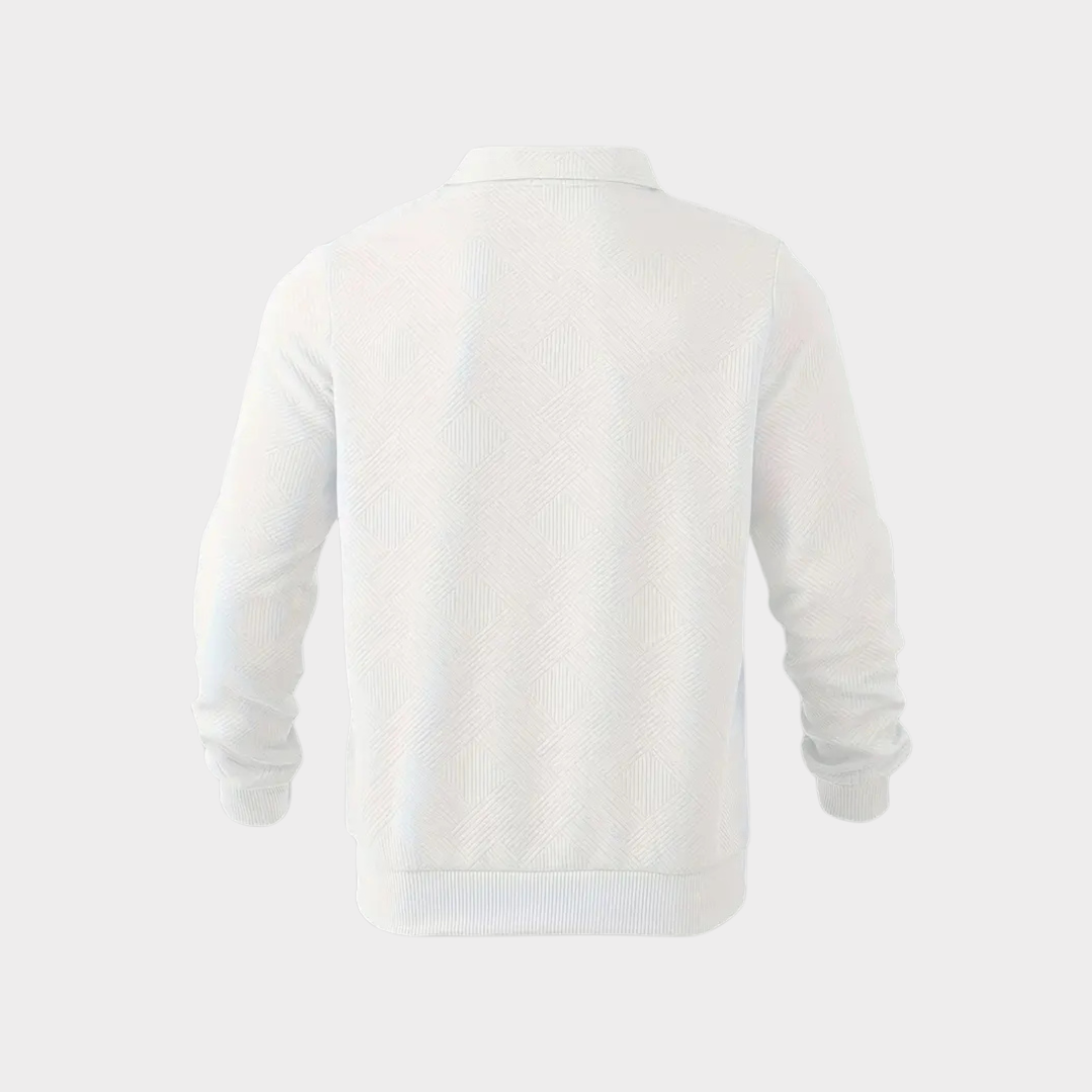 Men's Textured Knit Half-Zip Collared Sweatshirt