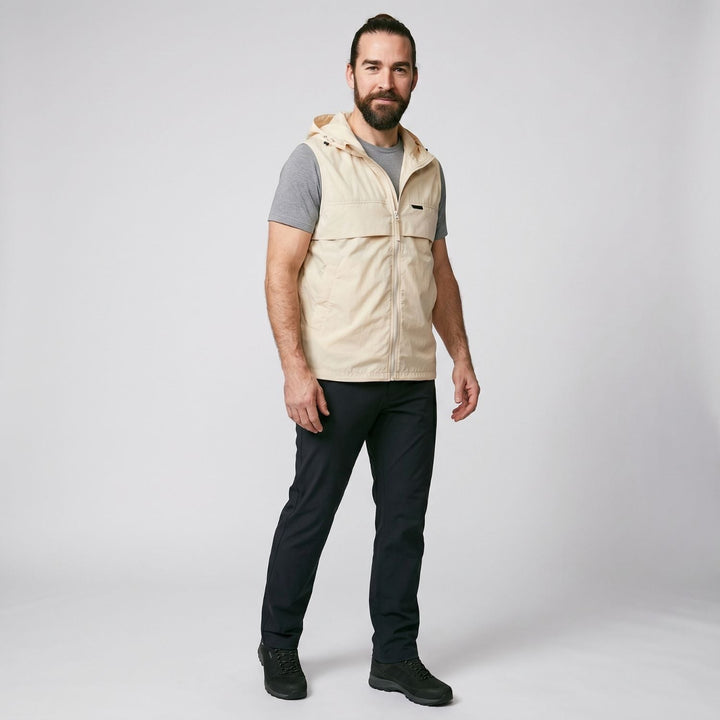 Chaleco cortavientos ligero con capucha para hombre, para pesca y senderismo