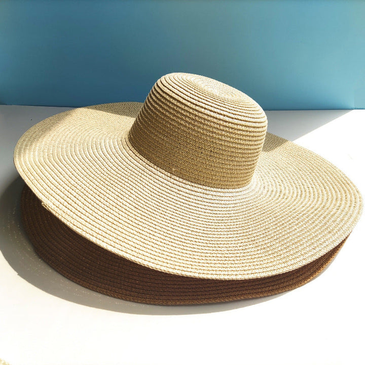 Damen Sonnenfester Strand-Dom Strohhut mit 14CM großem Rand
