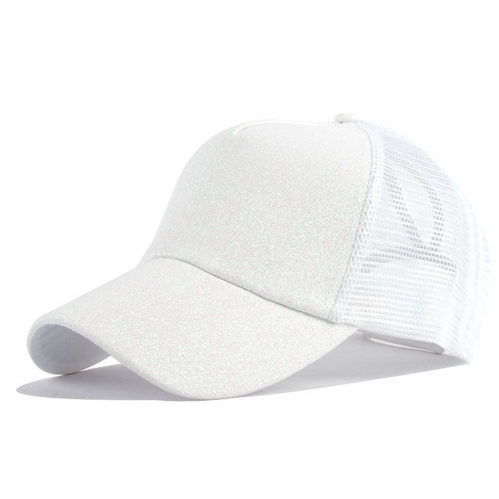 Gorra de béisbol snapback con cola de caballo y lentejuelas para estilo hip-hop