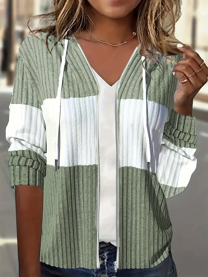 Women's Ribbed Zip-Up Hoodie