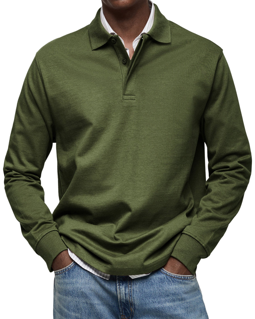 Men's Classic Long Sleeve Polo Shirt-MODAUTLET