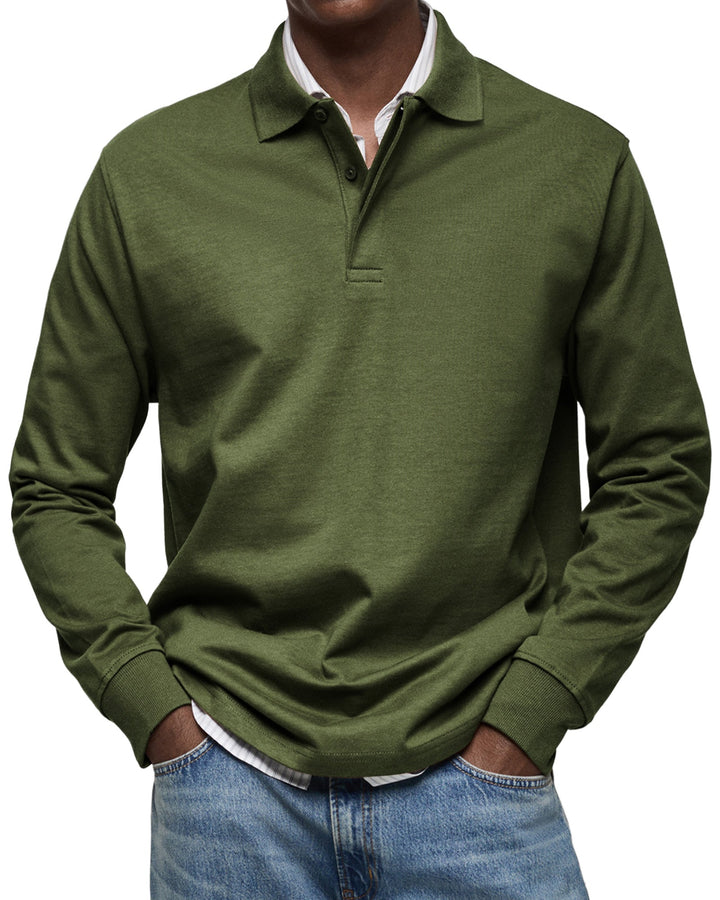 Men's Classic Long Sleeve Polo Shirt-MODAUTLET