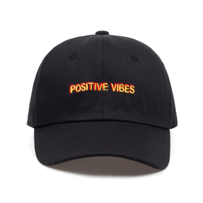 Positive Vibes Cotton Embroidered Baseball Cap for Men and Women