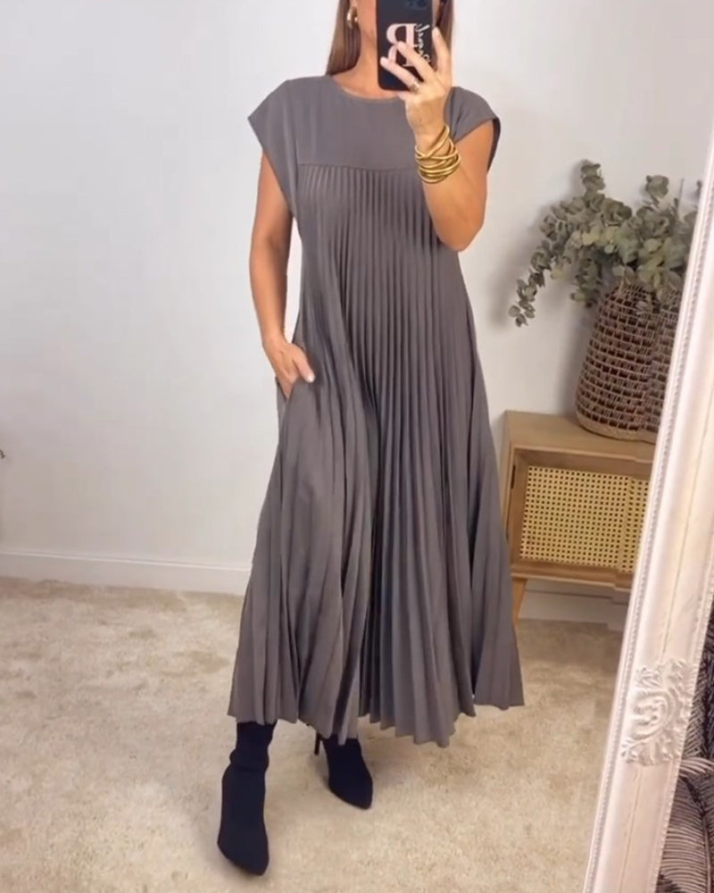 Women's Flowy Pleated Maxi Dress for Cocktail Events