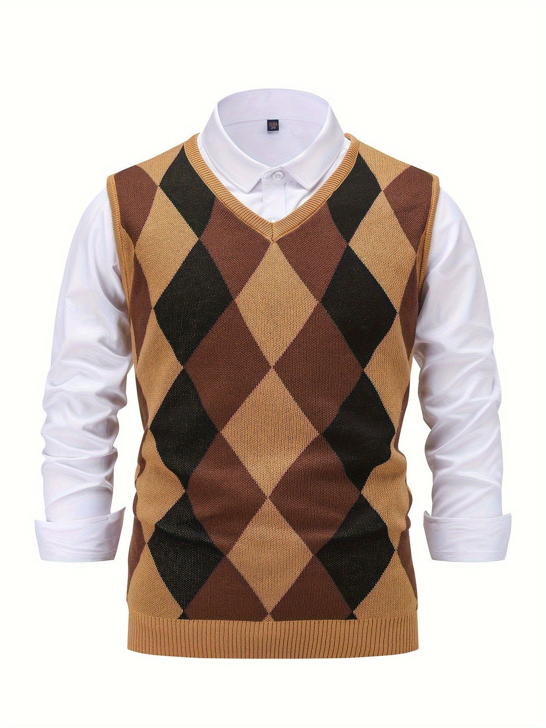 Pánská klasická vesta s argyle vzorem