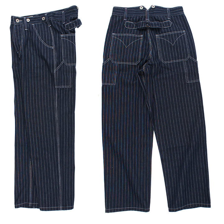 Men's Vintage Striped Straight Denim Suspender Overalls